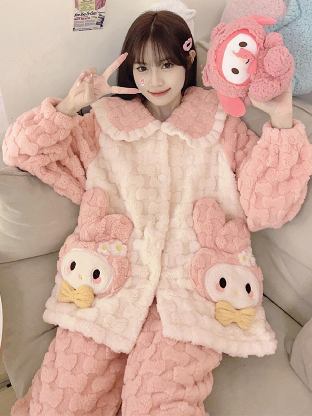 산리오 수면잠옷 시나몬롤 여성 가을 겨울 산호 플리스 귀여운 홈웨어 TN-22321 S 30.0-40.0kg - 상세 이미지 4