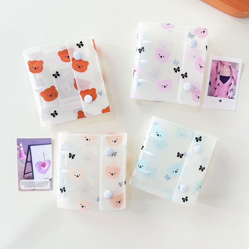A8 포카 바인더 곰돌이 파스텔 투명 미니 다이어리 3공 앨범 - 상세 이미지 3