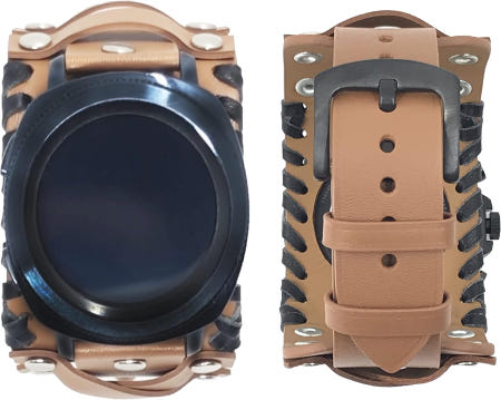 [해외]파워힐 22mm 정품 가죽 커프 시계 밴드 표준 대역폭 시계와 호환 갤럭시 워치 46mm 기어 S3 화석 칼라일/줄리아나/탐험가/마샤 브라운 B Brown B