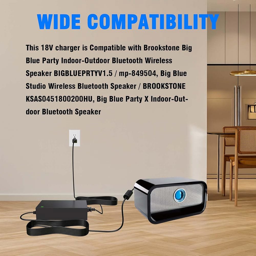 Brookstone 빅 블루 파티 실내외 충전기 18V 스피커와 블루투스 호환되는 스피커 무선 - 상세 이미지 3