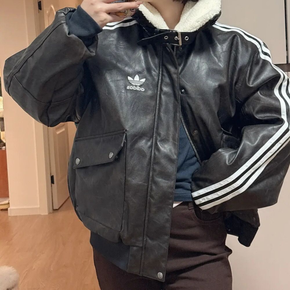 아디다스 PU PAD JKT 캐주얼 무스탕 가죽 자켓 블랙 KF3691 이미지 7