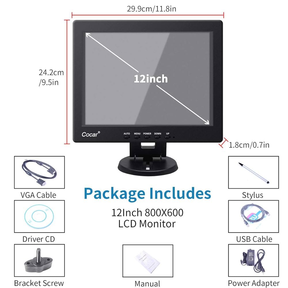 Cocar 12 Inch Touchscreen Monitor, LCD Touch Screen Monitor POS Systems for Restaurants Bar Point of - 상세 이미지 3