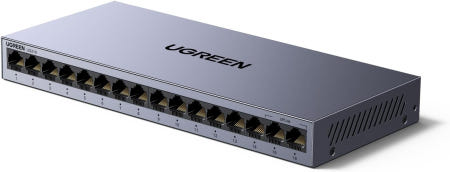 [해외]UGREEN 16포트 기가비트 스위치 플러그 앤 플레이 이더넷 표준/VLAN 모드 사무실 및 비즈니스용 비관리형 네트워크 스플리터 NAS PC 프린터 라우터용 메탈 팬리스