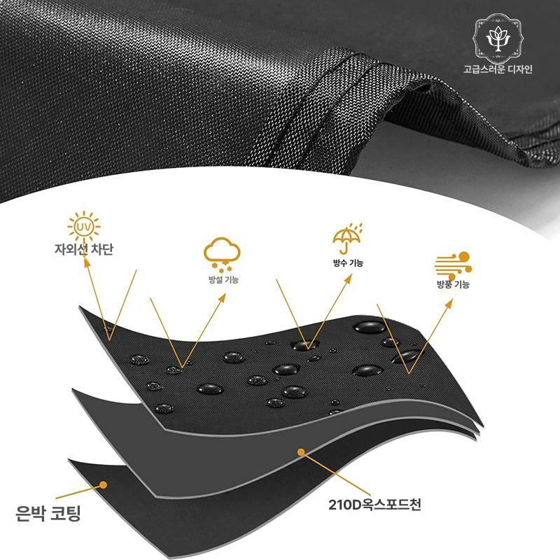 야외 테이블 커버 자외선 차단 레인커버 방수 테이블보 210d 블랙 120 x 120x74cm - 상세 이미지 3