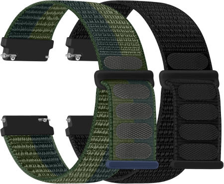 [해외]16mm 18mm 20mm 22mm 퀵 릴리즈 나일론 밴드 삼성 갤럭시 워치 3 45mm/갤럭시 46mm/기어 S3 프론티어/클래식/가민 Black+Army Green 20