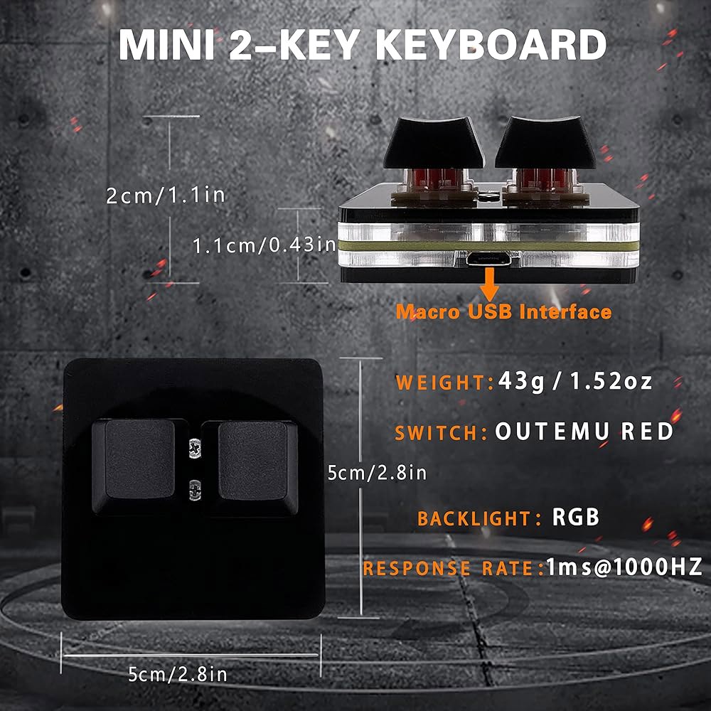 BTXETUEL NONO OSU 키패드 2키 레드 축 게이밍 USB 키보드, 핫스왑 기계식 매크로 및 리듬 게임용 미니 메카니카 RGB 키패드. - 상세 이미지 2