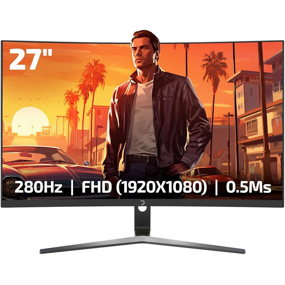 Game Power V80 27인치 곡선형 및 1500R 125 HDR AMD 응답 디스플레이, 0.5ms 280Hz 입력, FreeSync, sRGB, 1080p 지원, 백라이트 - 상품 이미지