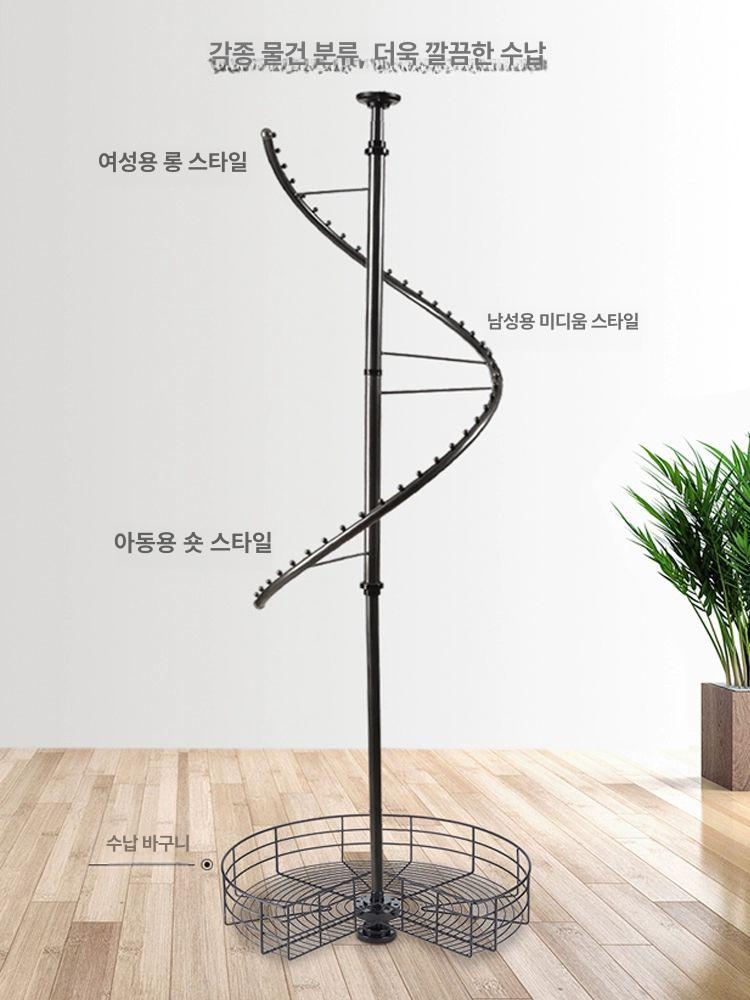 철제 옷걸이 이동식 조립식 스탠드 고정식 회전형 매장용 S자형 핑크골드 높이1620 1830 A 너비 800 - 상세 이미지 3