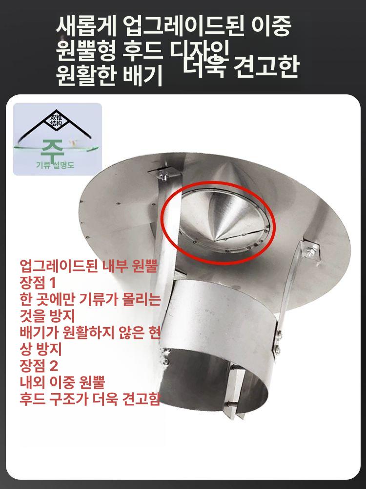 연통 뚜껑 공기조절 댐퍼 삿갓 스테인리스 캡 방수 덮개 201 80mm배관200mm후드 - 상세 이미지 2