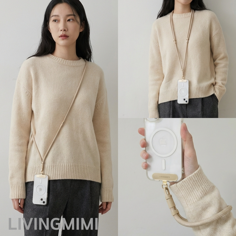 리빙미미 핸드폰 스트랩 3in1 줄 고리 목걸이 크로스 손목 도난방지 분실 유럽여행 제품 이미지
