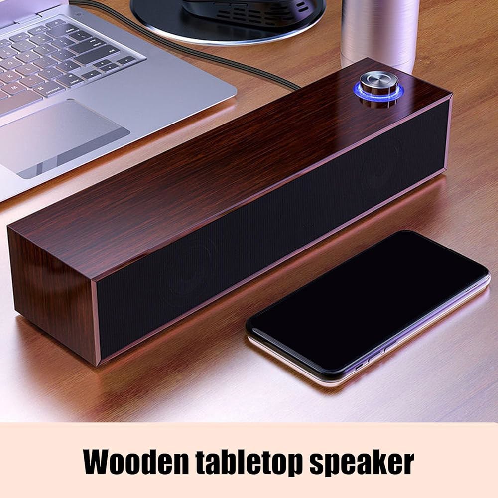 데스크톱용 목재 컴퓨터 스피커, 스테레오 플러그 볼륨 USB 미니 소형 3.5mm 플레이, AUX 플레이 앤 사운드가 손잡이, 사운드 전원 PC 바 있는 - 상세 이미지 2