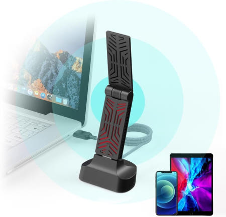 WAVLINK [해외]데스크톱 PC용 WAVLINK USB WiFi 어댑터 노트북용 AC1900 듀얼 밴드 2.4GHz/5GHz 무선 네트워크 Windows 7/8/8.1/10/11 지원 Mac