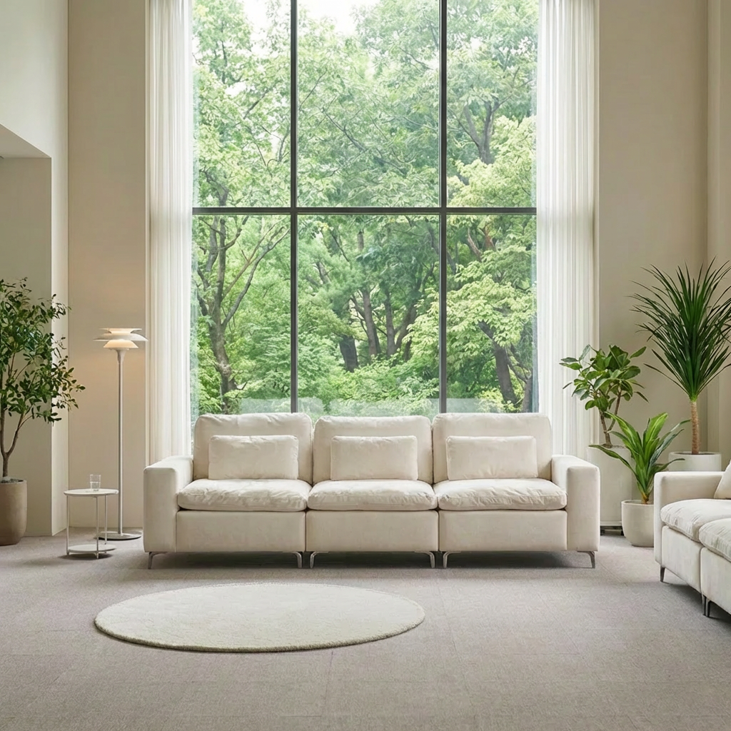 세인트블랑 라포 구스 스윙 패브릭 아쿠아텍스 이지클린 모듈 소파 sk 아이보리, 4인용