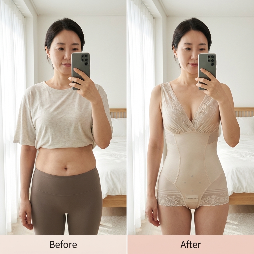 MERRIGE메리지3096 바디쉐이퍼 뱃살커버 여름보정속옷 올인원속옷 이미지 4
