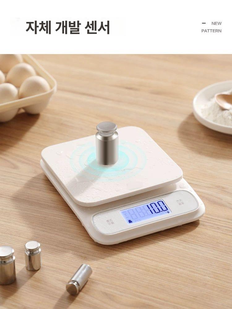 주방 전자 저울 가정용 계량기 요리용 베이킹용 카페용 화이트 배터리 5kg 0.1g - 상세 이미지 3