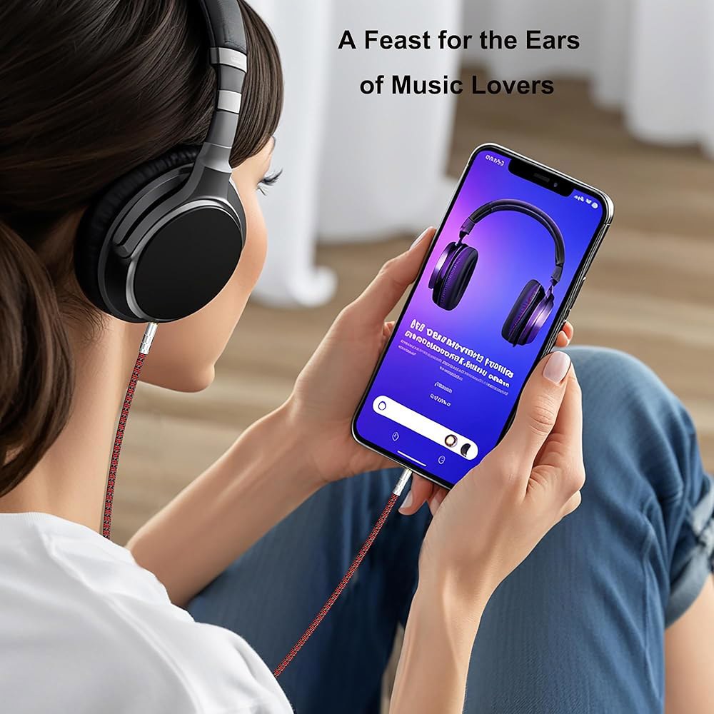 코드, 오디오 애호가 보조 케이블 브레이드 스테레오 aux 수-수 3.5mm, 태블릿 3.3피트) (스트레이트 1/8 스피커용 홈 하이파이 자동차 3.5mm 사운드 - 상세 이미지 3