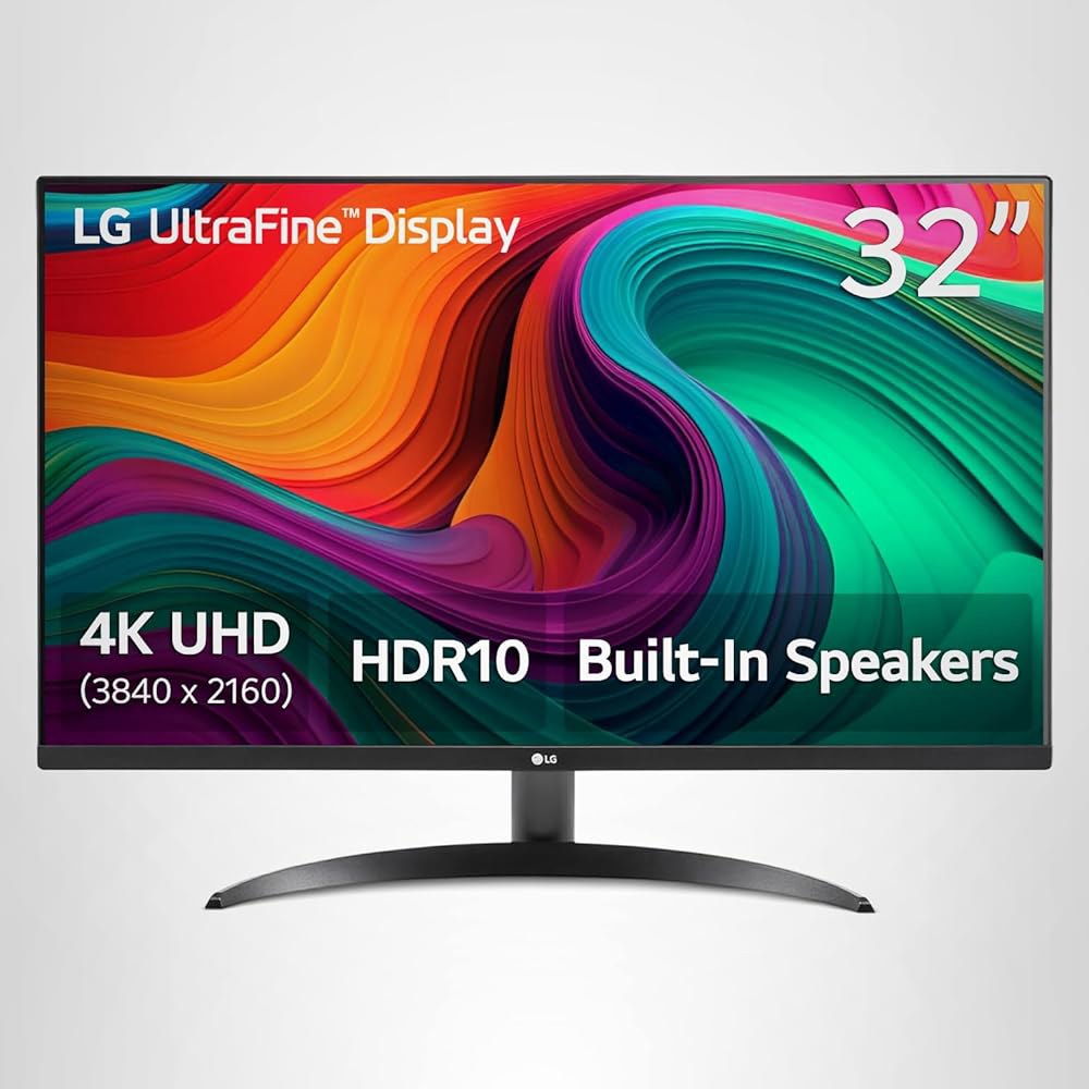 32UR500K-B 울트라파인 32인치 4K UHD HDMIx2 디자인 리더 HDR10 내장 컴퓨터 스피커 블랙 모니터 온스크린 (3840x2160) x2 포트 깜박임 모드 디스플 - 상품 이미지