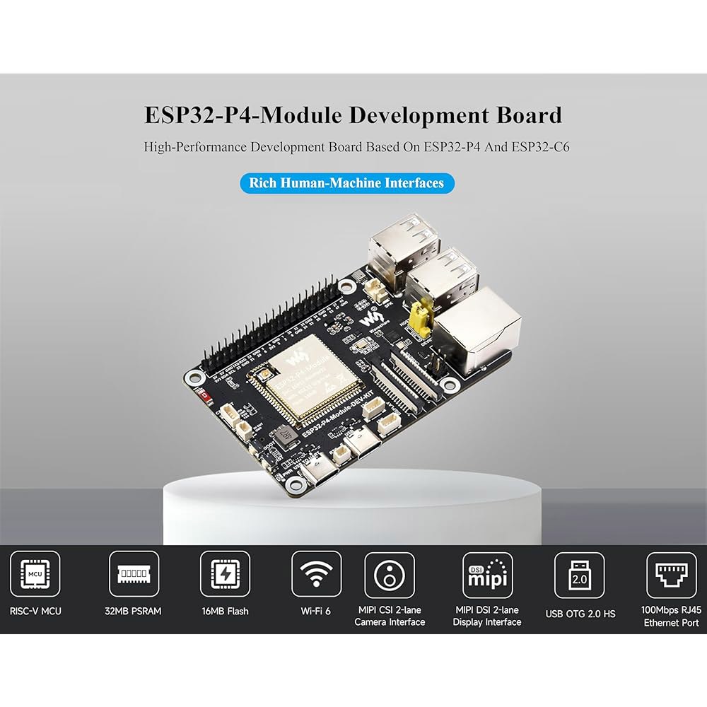 ESP32-P4-모듈 고성능 개발 보드, ESP32-P4 인터페이스, 기반, ESP32-C6 6 풍부한 블루투스 Wi-Fi 스피커 휴먼-머신 포함 지원, 및 5/BLE - 상세 이미지 3
