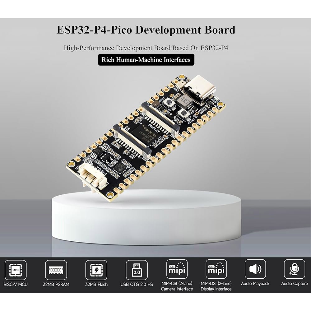 ESP32-P4-Pico 개발 보드, ESP32-P4 기반, 및 싱글 휴먼-머신 프로세서, 스피커 듀얼 RISC-V 인터페이스, 인터페이스-디스플레이/카메라 풍부한 헤더 코어 - 상세 이미지 3