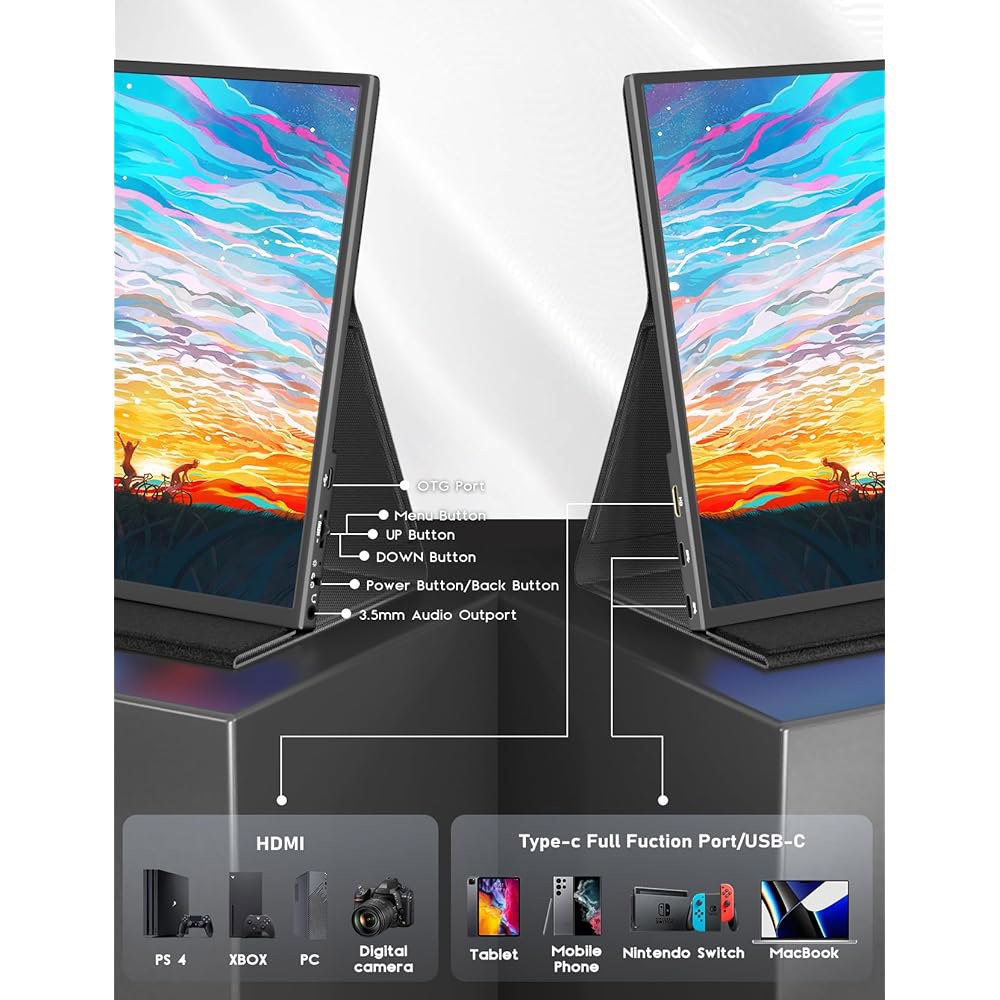 KEEPTIME 4K 휴대용 모니터 13.4인치 스위치 x 게이밍 2400 PS5 디스플레이 UHD 3840 USB-C 폰용 스피커 IPS Xbox HDMI PC 여행 100 포함 - 상세 이미지 3