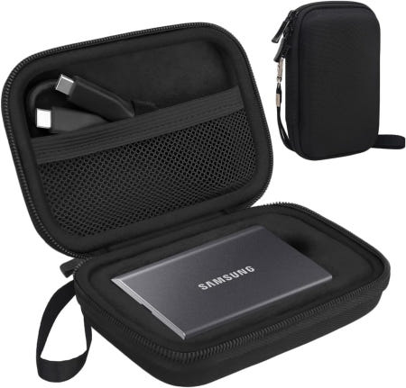 [해외]삼성 T7 / 터치 휴대용 SSD용 Lacdo 하드 케이스 외장 솔리드 스테이트 드라이브 500GB 1TB 2TB 4TB USB 3.2 2세대 EVA 충격 방지 저장 Bla