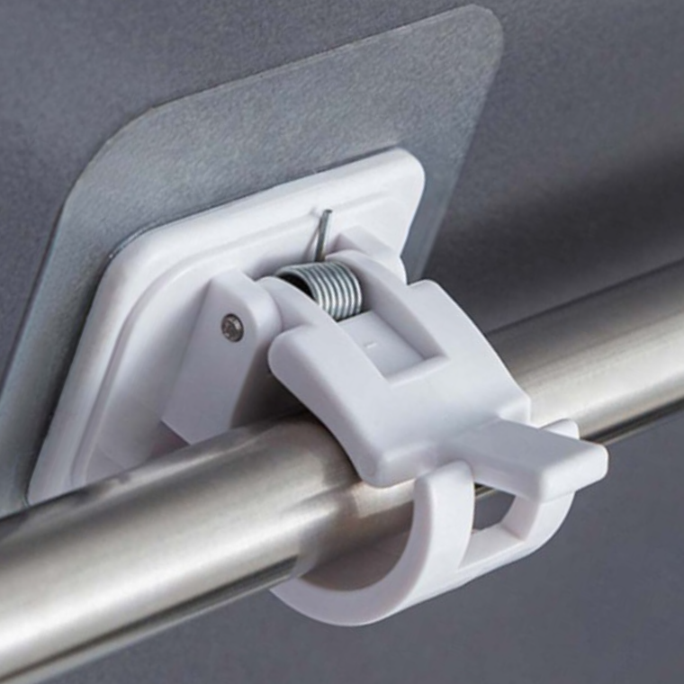 붙이는 무타공 커튼 브라켓 압축 봉 고정 홀더 2P 못없이 달기 커텐 지지대 걸이 거치대 고리 접착식 집게