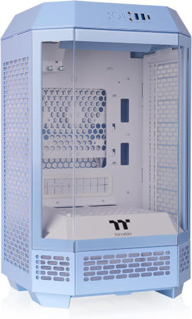 [해외]써멀테이크 타워 250 수국 블루 미니 ITX 2x120mm CT 팬 포함 360mm 라디에이터 지원 GPU 클리어런스 듀얼 챔버 Hydrangea Blue Case