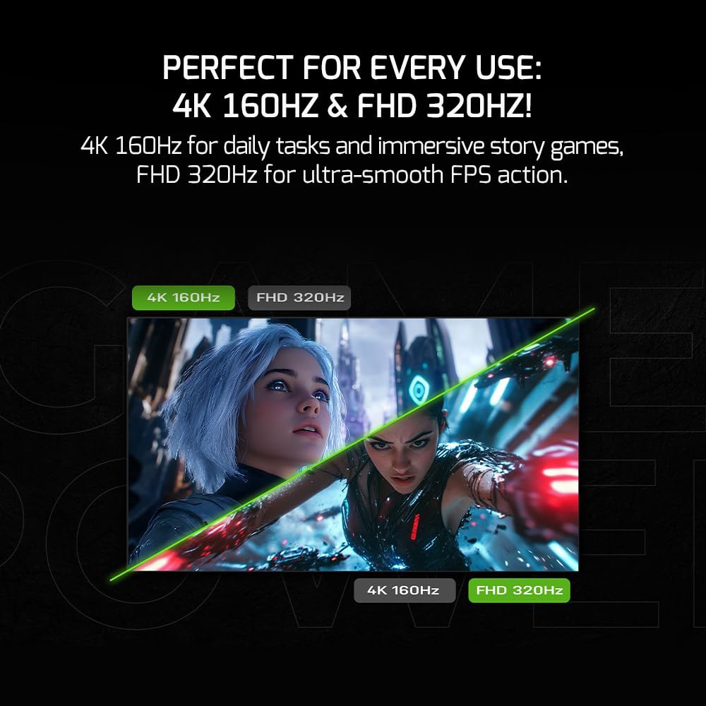 Rapid 듀얼 27인치 4K 게이밍 동기화, 블루 고속 2160P 2.1 0.5ms IPS, 160Hz, 135 모니터, HDR 1.4, 필터, 1080P 스피커, 적응형 sRG - 상세 이미지 3