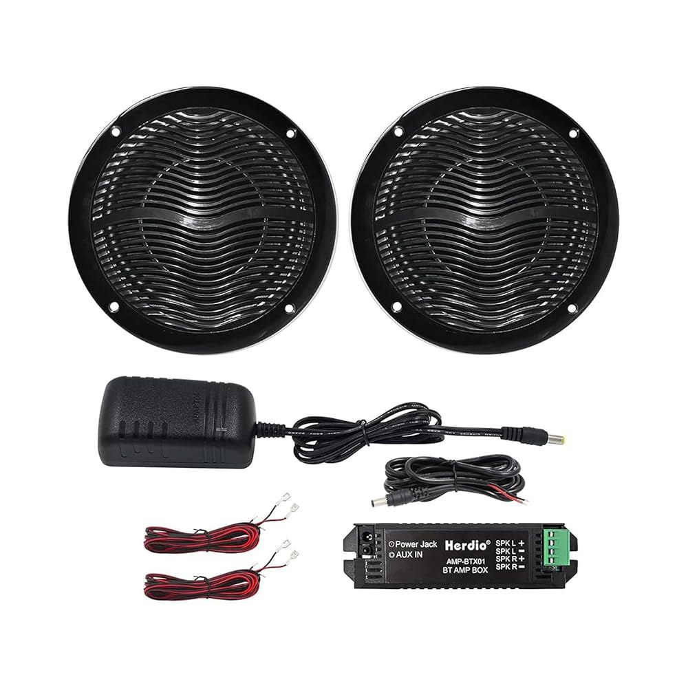 Herdio 16.5cm(6.5인치) 해양 블루투스 스피커 120W 보트 피크 카트 블랙 사용, 쌍, 양방향 자동차/ATV/UTV/골프 스피커, White - 상품 이미지