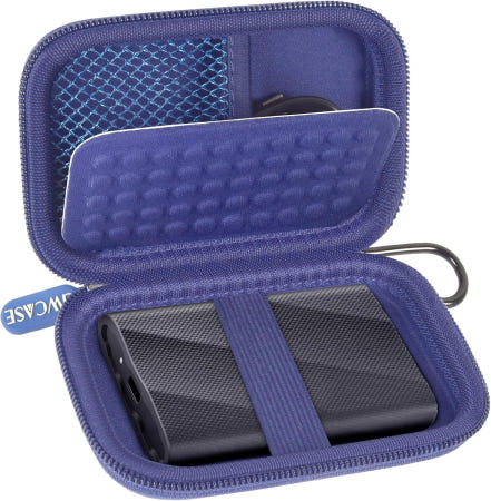GWCASE [해외]삼성 T9/ T7/ T7 쉴드 휴대용 SSD 1TB 2TB 4TB 외장 하드 드라이브 솔리드 스테이트 및 USB 케이블용 스토리지 여행용 홀더 정리함(박스 전용)-블루와 B