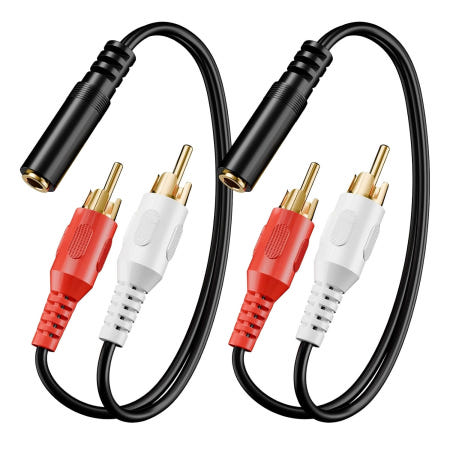 [해외]VCE 3.5mm 여성용에서 2개의 RCA 스플리터 남성 스테레오 오디오 Y 케이블 2팩 TV 스마트폰 MP3 태블릿 스피커 홈 시어터(8인치)에 호환되는 ['8 inche