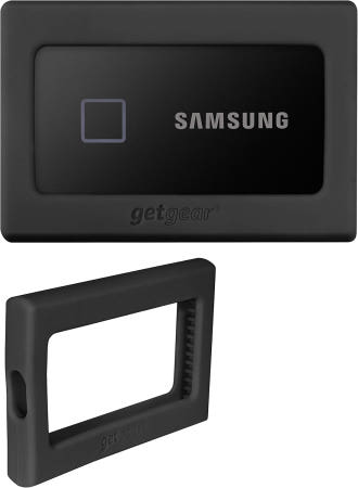 getgear [해외]삼성 T7 터치 휴대용 SSD용 게트기어 실리콘 범퍼 - 1TB 2TB 500GB USB 3.2 강한 충격 흡수 미끄럼 방지 블랙(블랙) Black