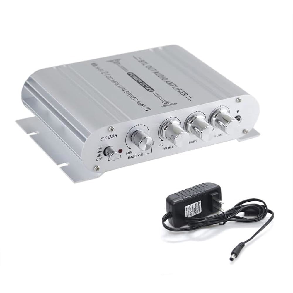 Sundeer 2.1 채널 미니 앰프 20W+20W+40W 파워 MP3 오디오 입력 공급 홈 CD 스테레오 스피커용 트레블 자동차 하이파이 우퍼 베이스 RCA 장치, 12V MP4 - 상품 이미지