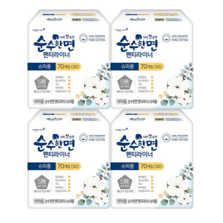순수한면 팬티라이너 슈퍼롱 70P X 4팩