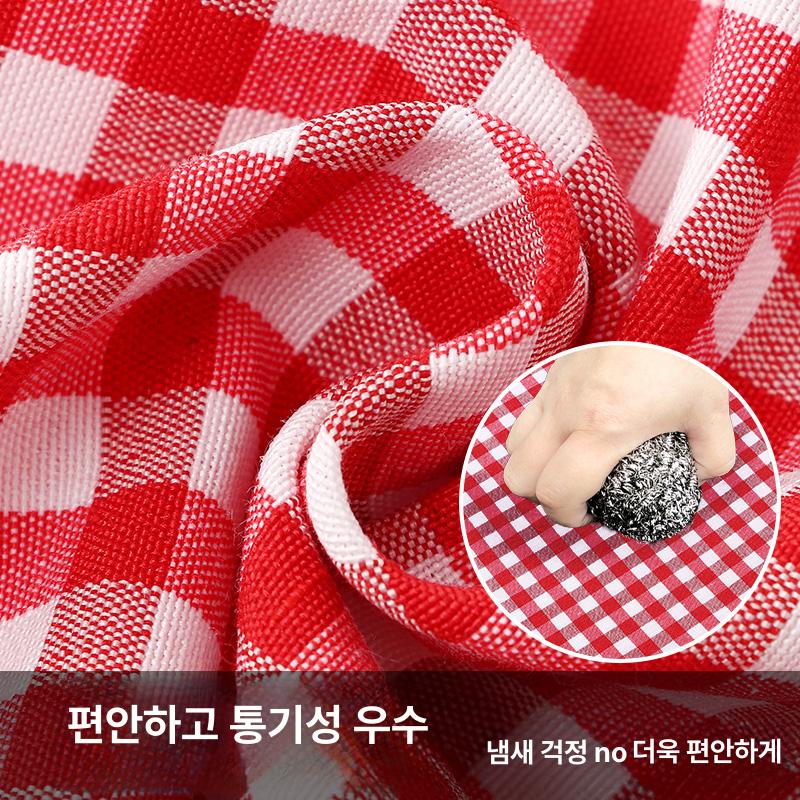 체크 프릴 카페 러블리 가정용 귀여운 미니 퍼프소매 레드-sj501 체크 반신 앞치마 - 상세 이미지 3