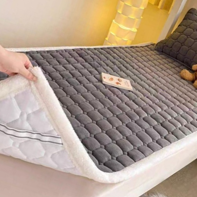 겨울 극세사 벨벳 침대패드 매트리스 이불 싱글 기모 90x200