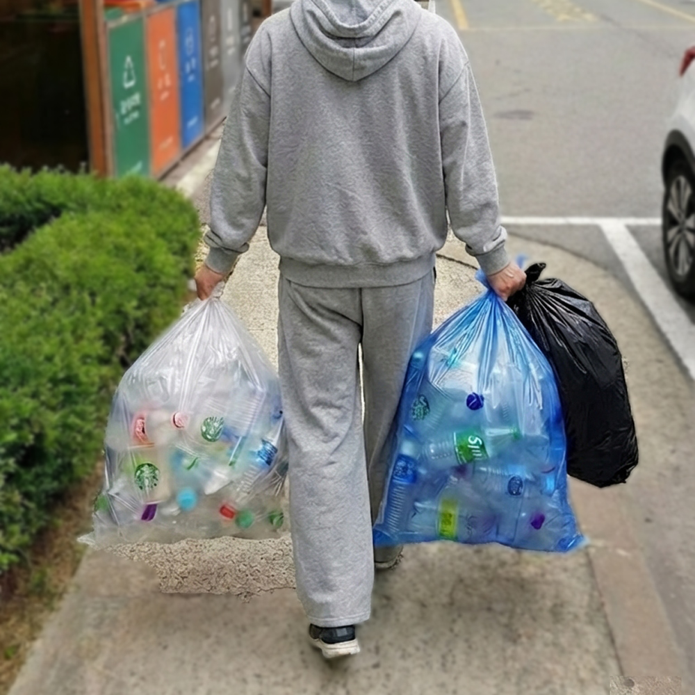 다패킹 재활용 검정비닐봉투 분리수거 휴지통 재활용 평판 속지 40L, 100매, 1개 - 상세 이미지 4