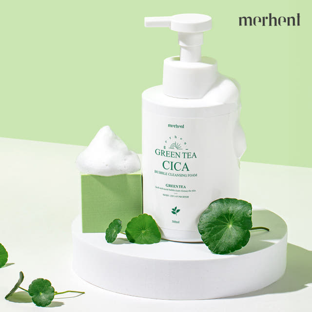 1+1 메르헨트 그린티 시카 버블 클렌징폼 500ml 대용량 저자극 폼클렌징 세안제 거품