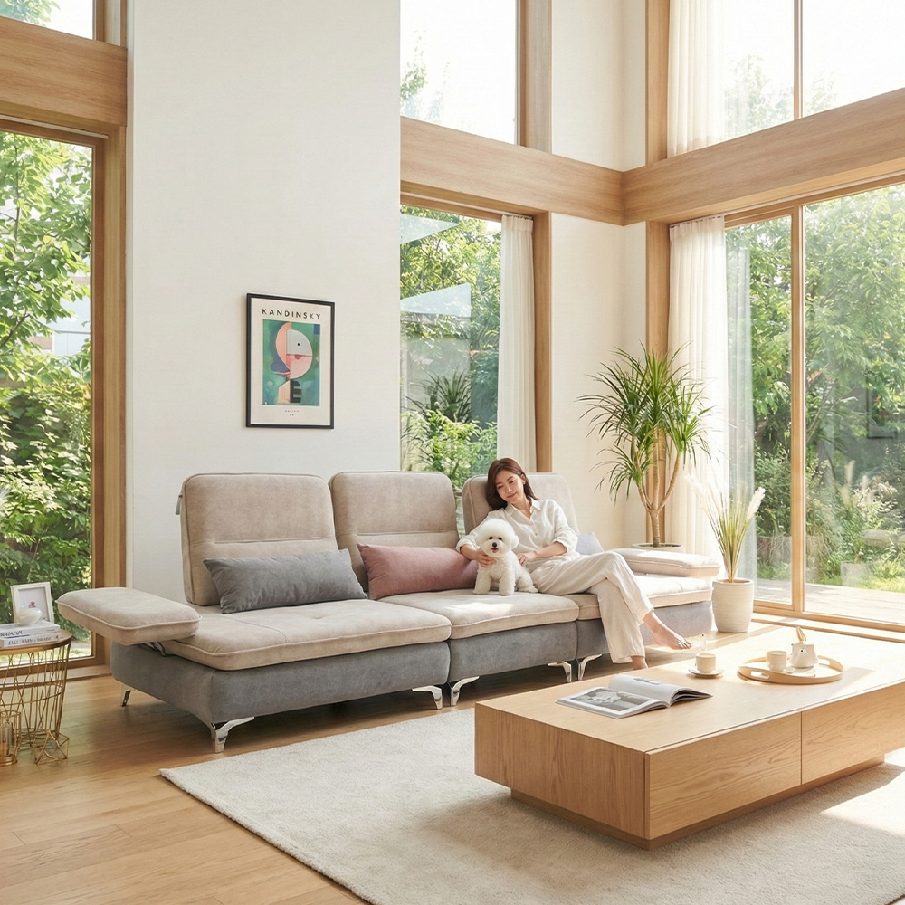 바이미 이지클린 아쿠아텍스 패브릭 모듈 코너 스윙 소파 sk 핑크, 4인용