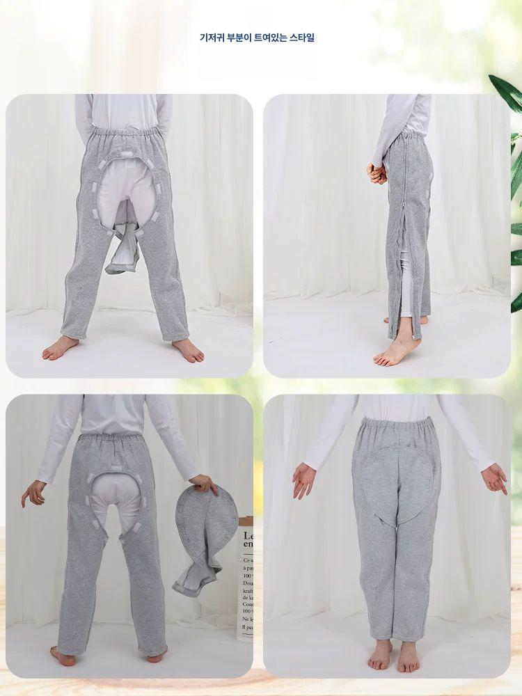 치질 수술 지퍼 팬츠 노인 바지 쉬운 요실금 벗기 입고 다크그레이 얇은 지퍼 3 4부 m - 상세 이미지 3