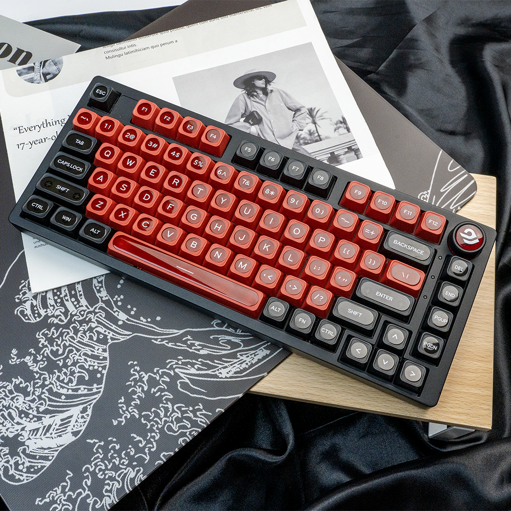 캣츠아이 영문 블랙레드 반투명 키캡 CHERRY PBT 기계식 키보드 키캡 136키 이미지 7