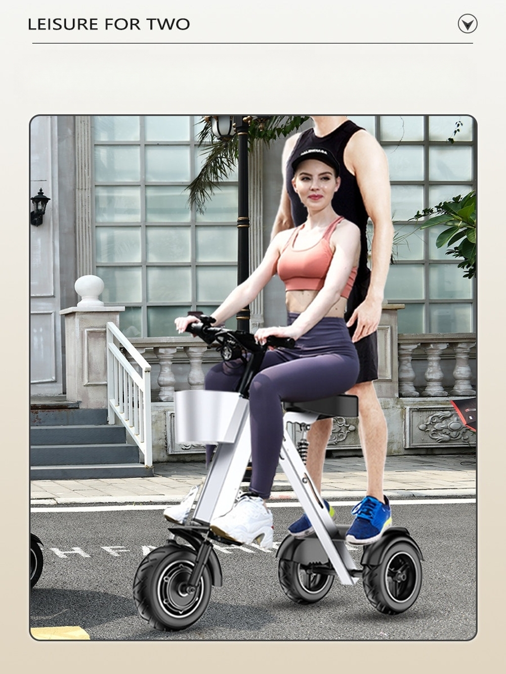 접이식 초경량 전기 자전거 48V 2인용 전기 삼륜차