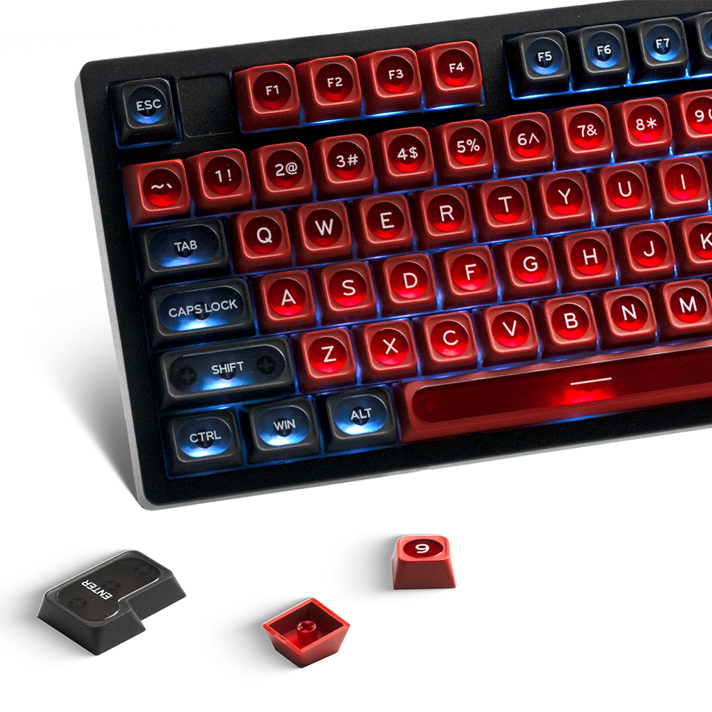 캣츠아이 영문 블랙레드 반투명 키캡 CHERRY PBT 기계식 키보드 키캡 136키 - 상세 이미지 2