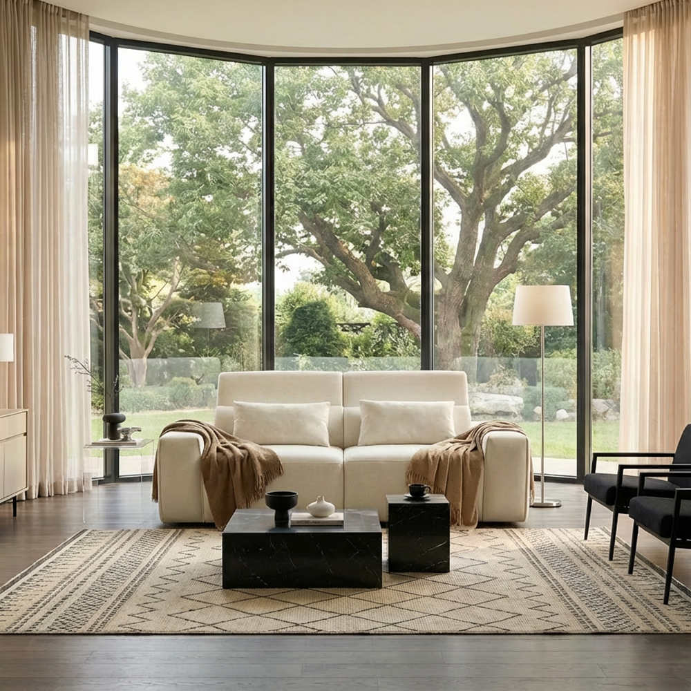 세인트블랑 릴렉시아 슬라이드 모션 아쿠아텍스 리클라이너 확장 패브릭 소파 아이보리, 3인용