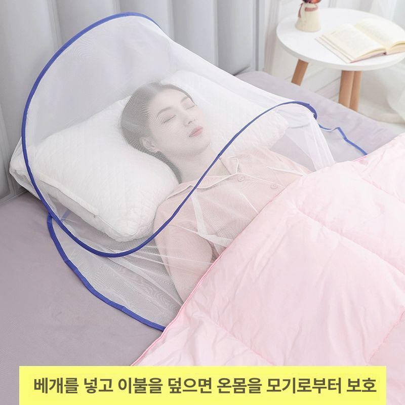 방충 커버 모기 차단 접이식 얼굴 보호 침대 전용 헤드 그물망 암막 수면 75 x 85x57cm - 상세 이미지 4