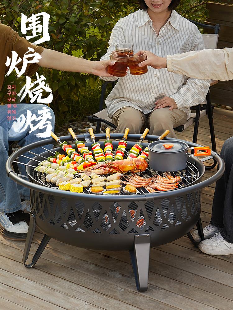 캠프파이어 화로 바베큐 캠핑장 그릴 불멍 바비큐 화덕 파이어 원형 화로대 캠프 불 - 상세 이미지 2