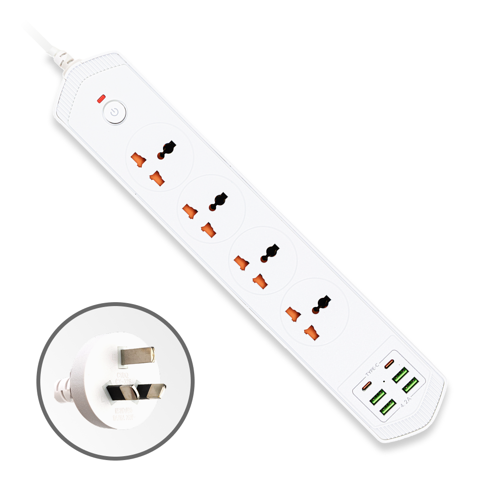 루루미 여행용 멀티탭 어댑터 호주 뉴질랜드 중국 샤오미 워홀 유학 4구, 1.8m, 1개 제품 이미지