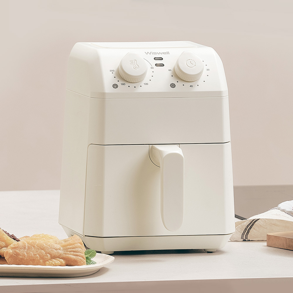 위즈웰 에어프라이어 3L 데일리 큐브 바스켓 고구마 삼겹살 가정용 크림 WA8203 제품 이미지