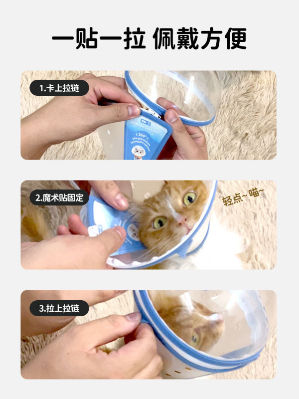 고양이 머리 투명 보호구 모자 발톱깎이 헤드 커버 헬맷 - 상세 이미지 4