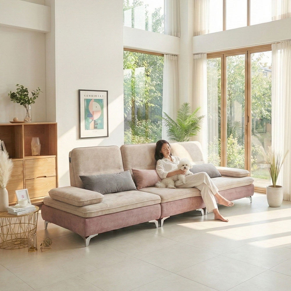 바이미 이지클린 아쿠아텍스 패브릭 모듈 코너 스윙 소파 sk 연그레이, 4인용